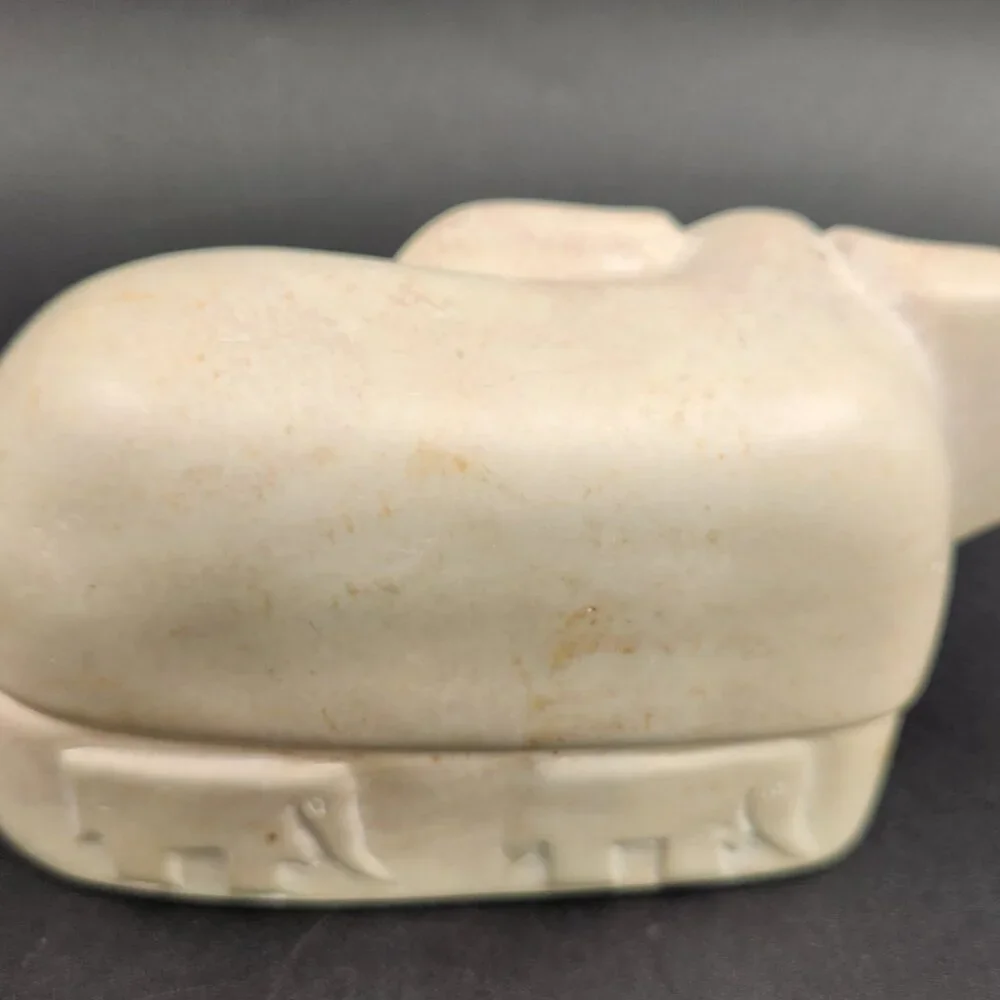 African Soapstone Hand Carved Elephant Trinket Box Carved in Kenya